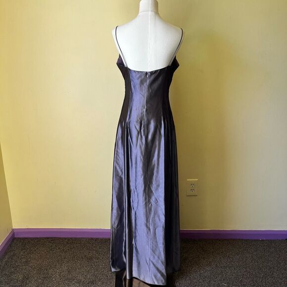 Vintage 90s Laundry by Shelli Segal Plum Satin Slip Gown Bias Cut Maxi Dress 8‎ - Picture 5 of 11